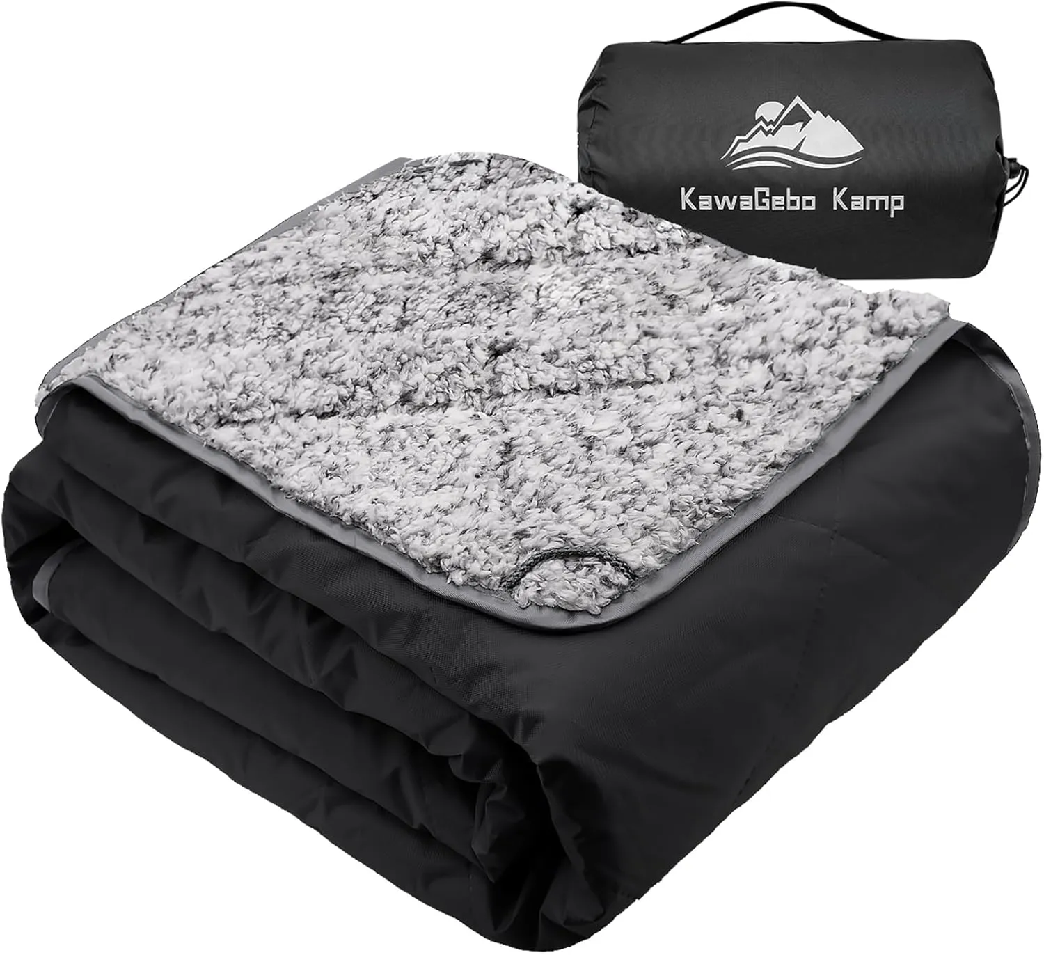 Sherpa Warm Outdoor Camping Blanket - Waterproof Stadium Blanket for Cold Weather, Camp, Sports Mom and Concert - Camping Quilt