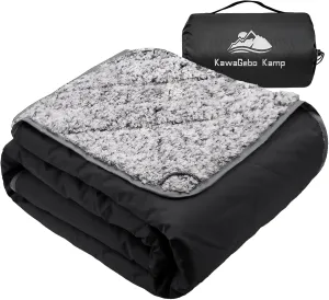 Sherpa Warm Outdoor Camping Blanket - Waterproof Stadium Blanket for Cold Weather, Camp, Sports Mom and Concert - Camping Quilt