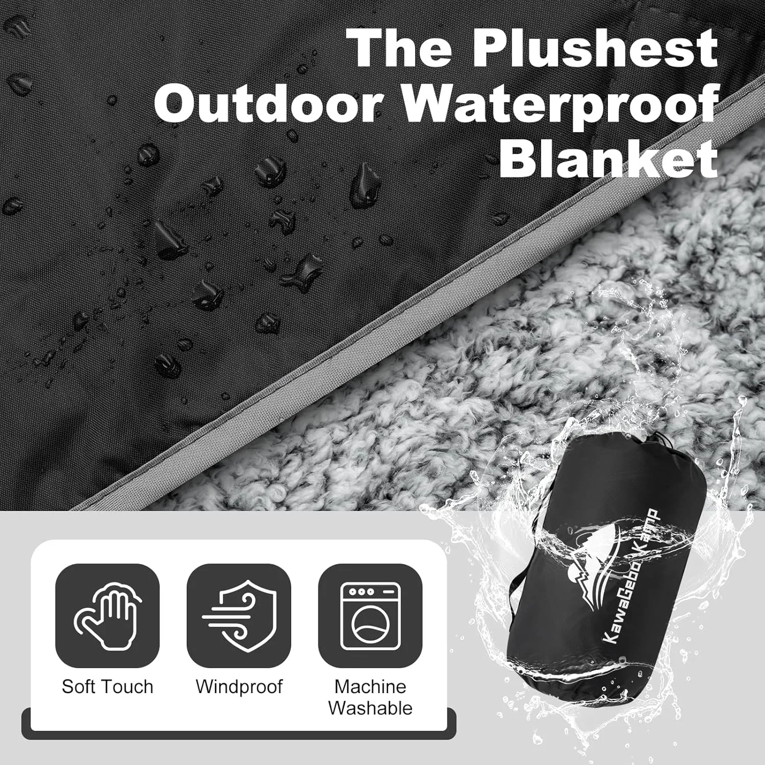 Sherpa Warm Outdoor Camping Blanket - Waterproof Stadium Blanket for Cold Weather, Camp, Sports Mom and Concert - Camping Quilt