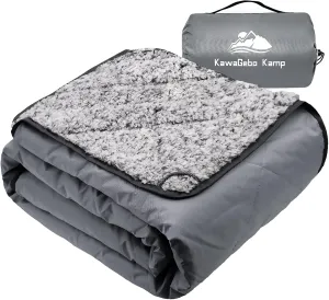 Sherpa Warm Outdoor Camping Blanket - Waterproof Stadium Blanket for Cold Weather, Camp, Sports Mom and Concert - Camping Quilt