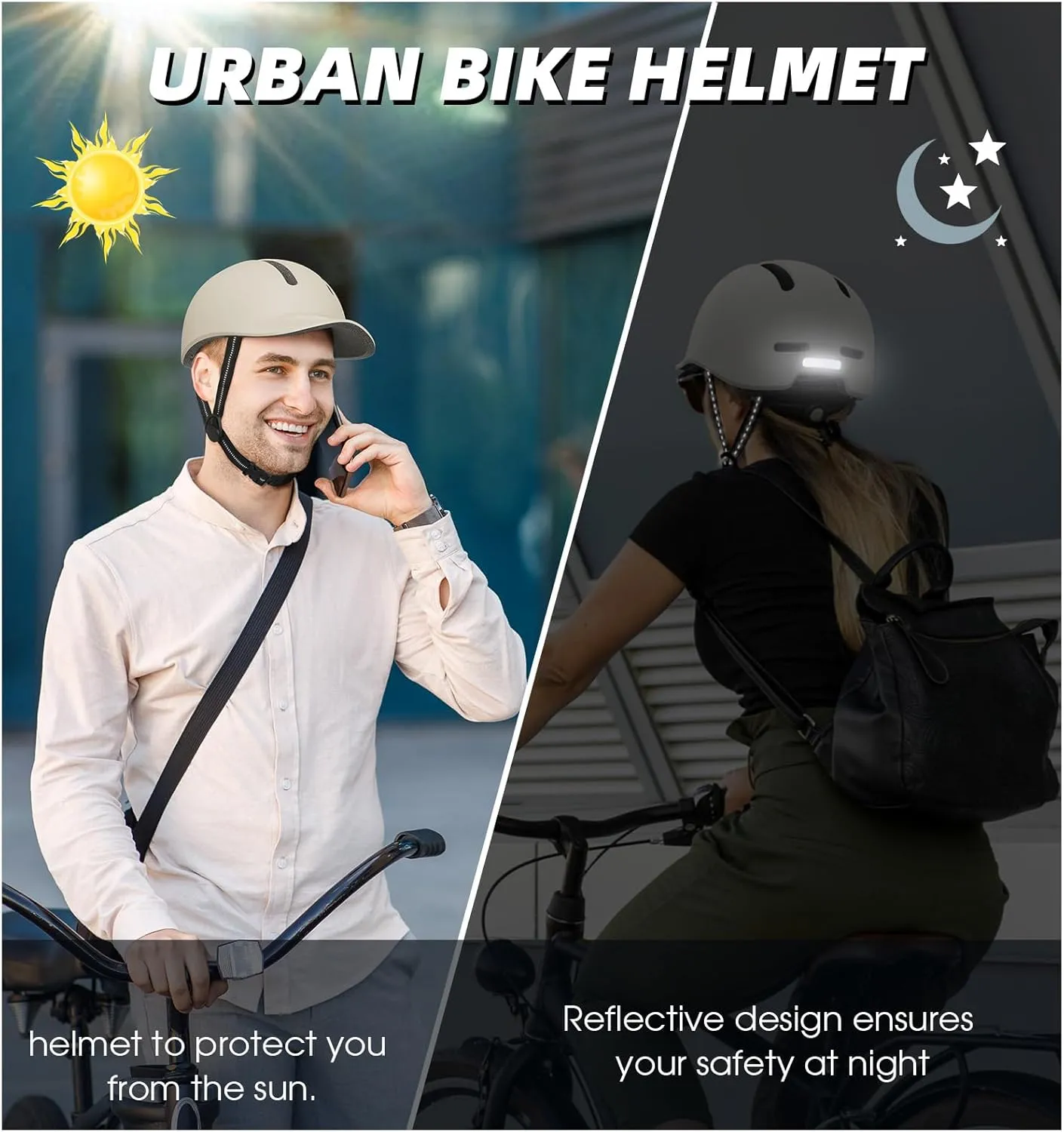 Shinmax Adult Bike Helmet for Men & Women - Lightweight Adjustable Baseball Cap Style Cycling Helmet with Reflective Strip, Perfect for Urban Commuter & Road Biking