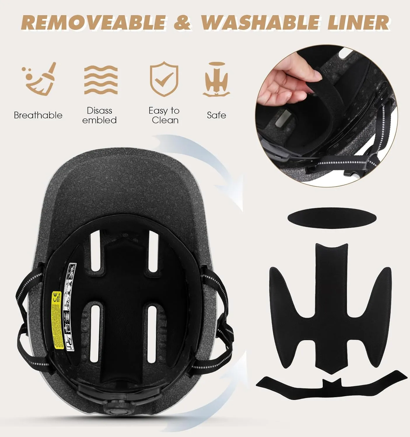 Shinmax Adult Bike Helmet for Men & Women - Lightweight Adjustable Baseball Cap Style Cycling Helmet with Reflective Strip, Perfect for Urban Commuter & Road Biking