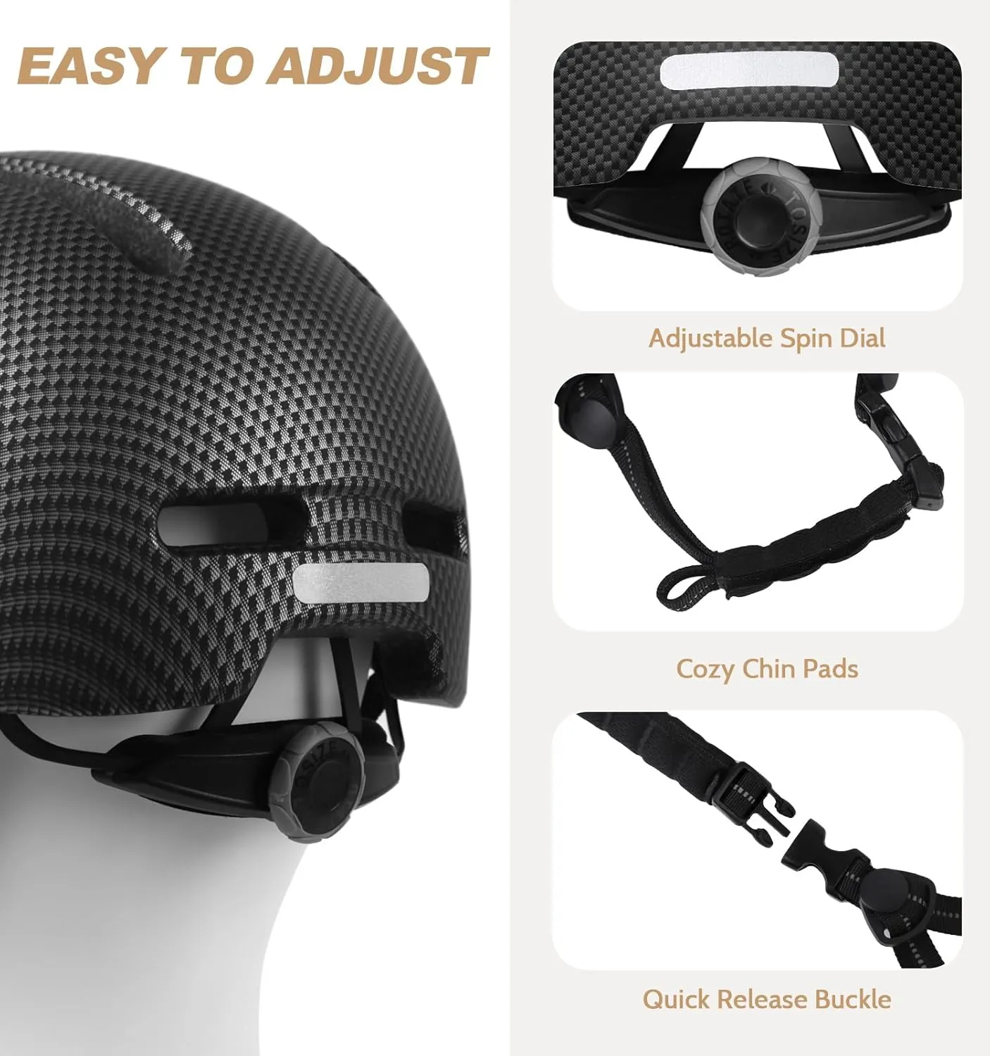 Shinmax Adult Bike Helmet for Men & Women - Lightweight Adjustable Baseball Cap Style Cycling Helmet with Reflective Strip, Perfect for Urban Commuter & Road Biking