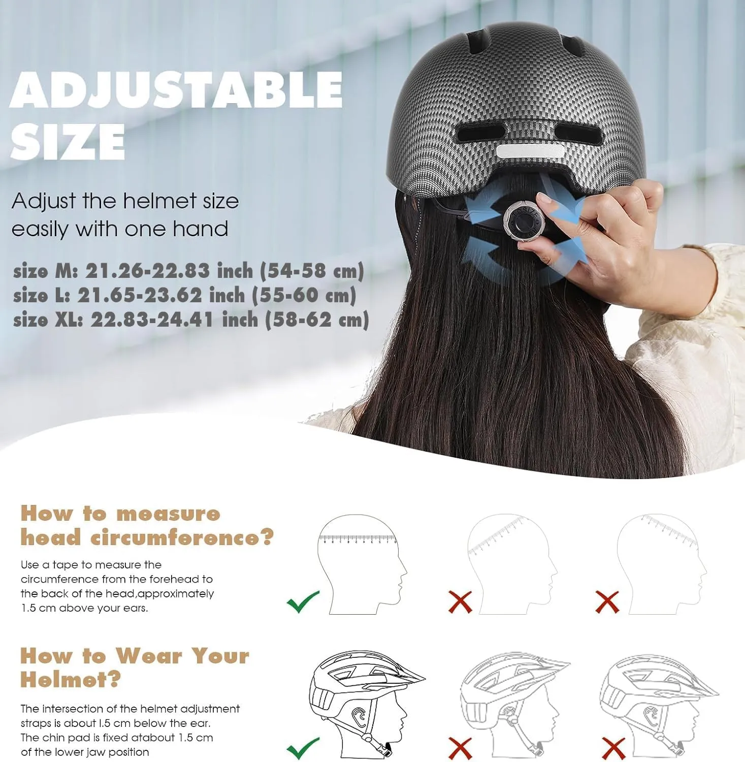 Shinmax Adult Bike Helmet for Men & Women - Lightweight Adjustable Baseball Cap Style Cycling Helmet with Reflective Strip, Perfect for Urban Commuter & Road Biking
