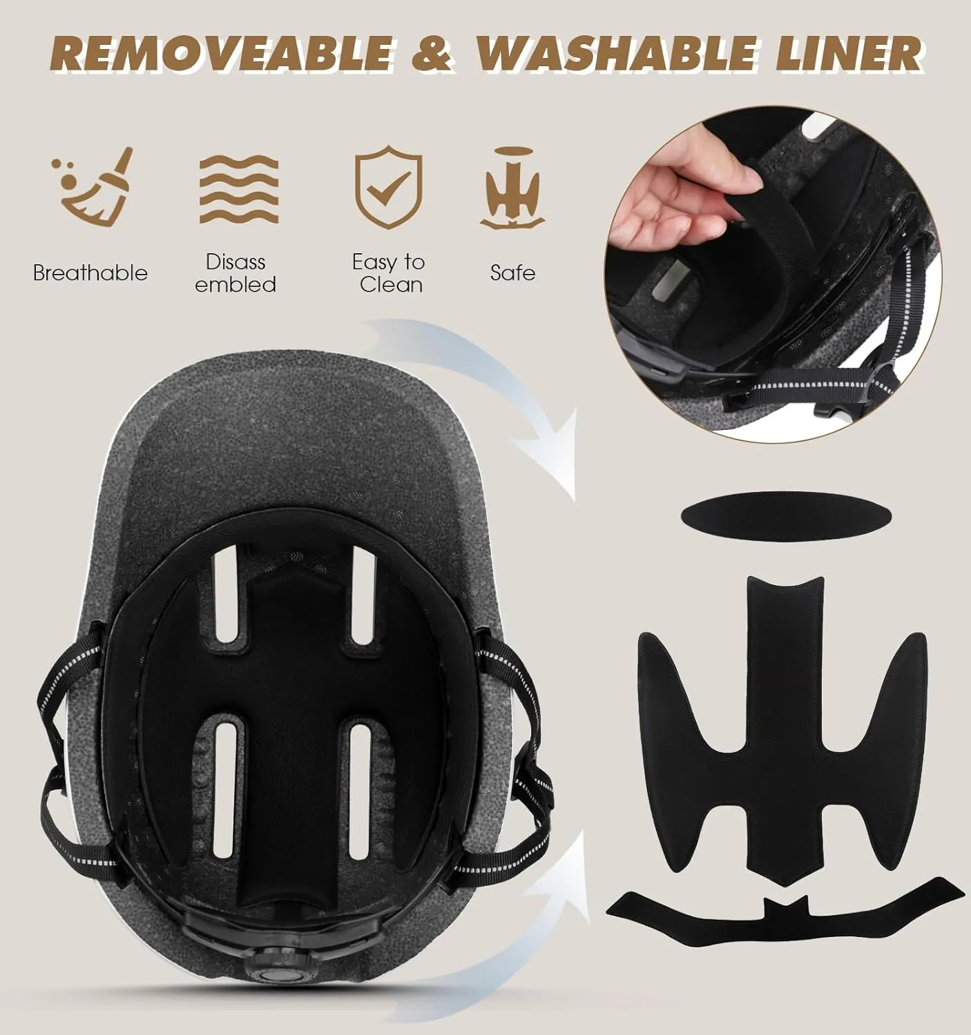 Shinmax Adult Bike Helmet for Men & Women - Lightweight Adjustable Baseball Cap Style Cycling Helmet with Reflective Strip, Perfect for Urban Commuter & Road Biking