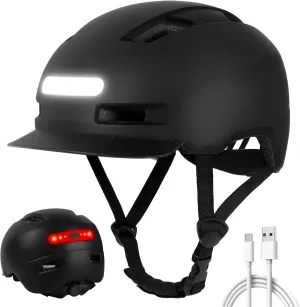 Shinmax Bike Helmet for Adults Men Women, Bicycle Helmet with USB Rechargeable LED Front and Back Light, Comfort Adjustable Cycling Helmet with Detachable Visor for Urban Commuter Mountain Road Biker