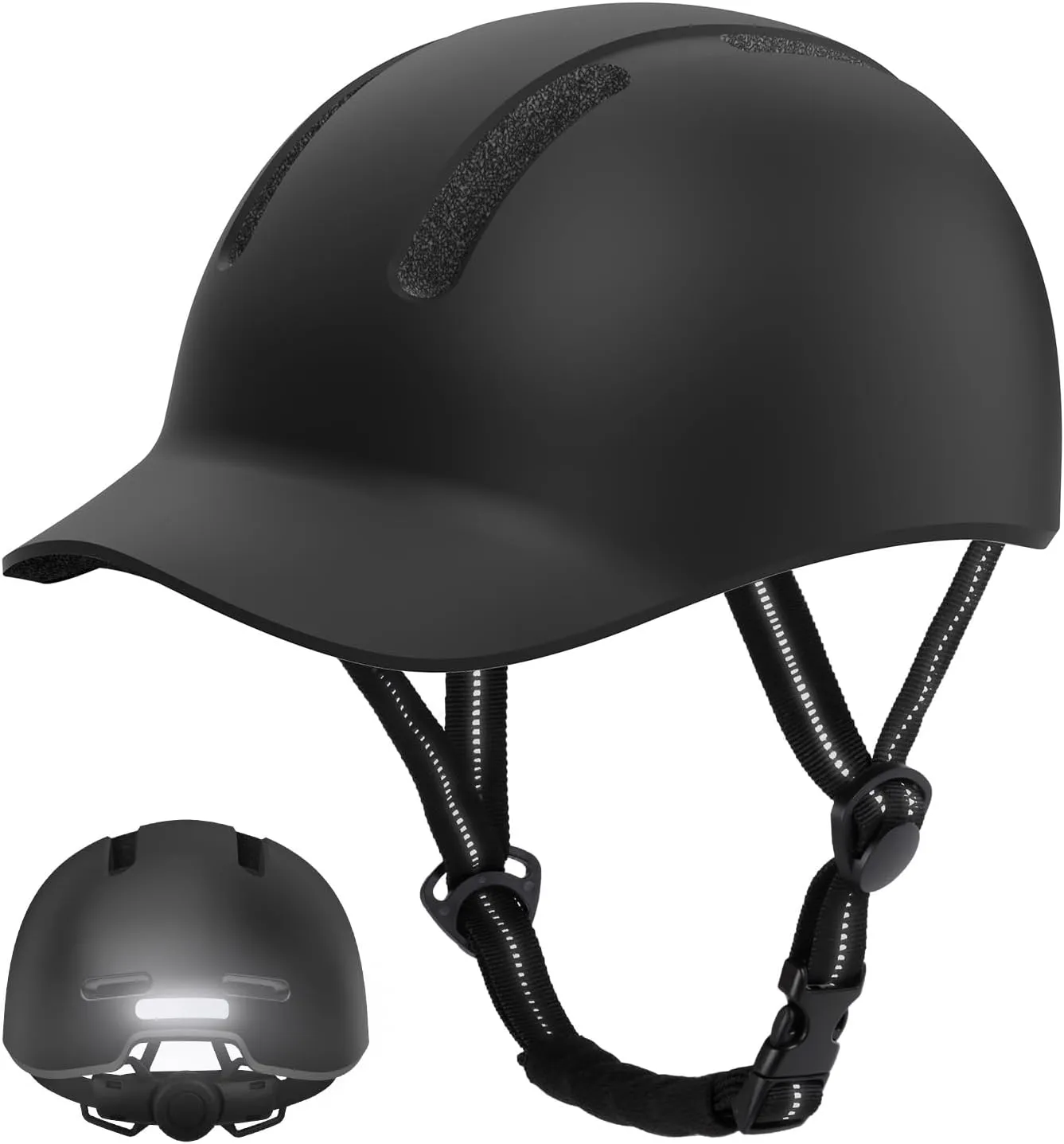 Shinmax Bike Helmet - Lightweight Adjustable Baseball Cap Style Cycling Helmet with Long Visor, Reflective Strip, for Urban Commuter, Mountain & Road Biking