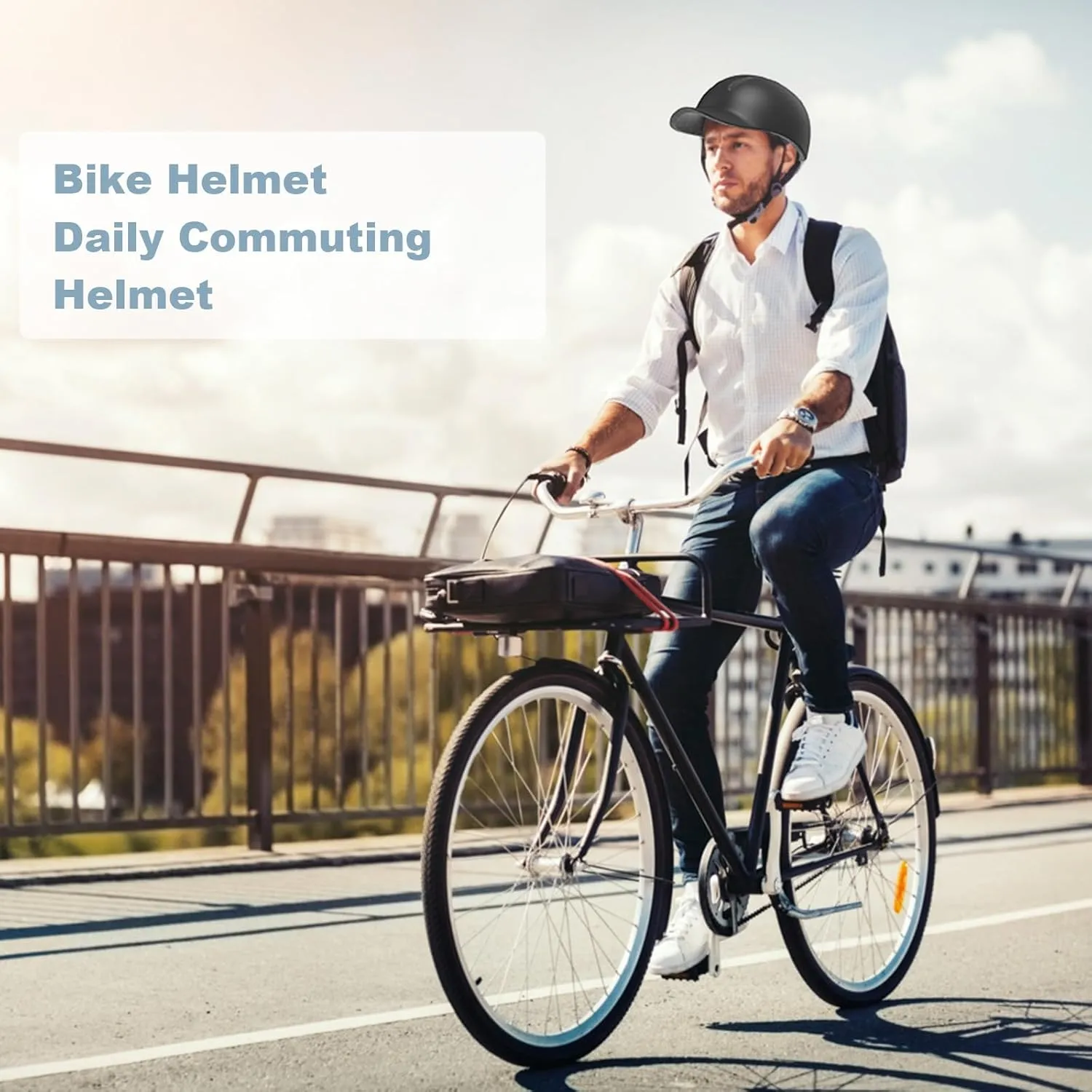 Shinmax Bike Helmet - Lightweight Adjustable Baseball Cap Style Cycling Helmet with Long Visor, Reflective Strip, for Urban Commuter, Mountain & Road Biking