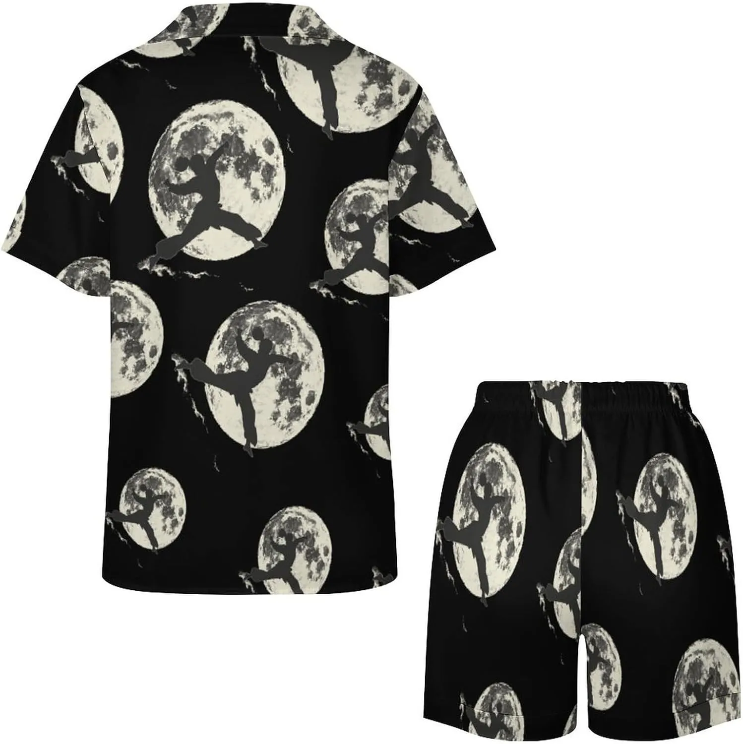 Silhouette Karate Martial ArtsTaekwondo Women's Satin Pajama Set Short Sleeve Button Down Sleepwear Loungewear Pj Set