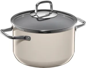 Silit Elegance Line Large Cooking Pot 20 cm Glass Lid Induction 3.7 L Silargan Functional Ceramic Macadamia