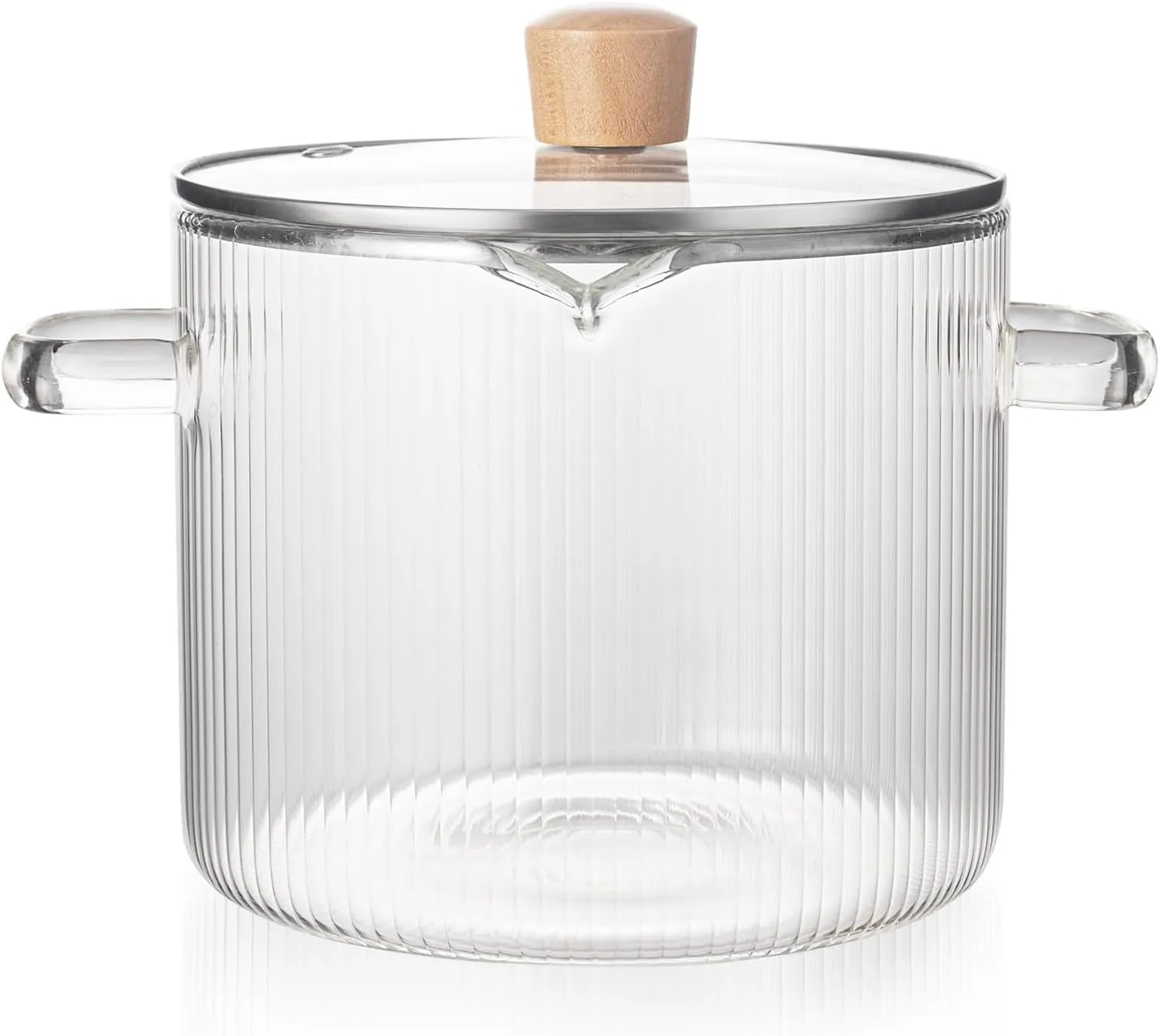Simmer Pot with Lid, 2.3L(78oz) Heat Resistant Borosilicate, Glass Ribbed Pot, Glass Cooking Pot with Lid, Clear Simmer Pot, for Pasta Noodle, Soup, Milk, Baby Food
