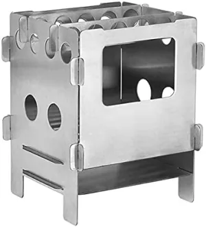 Simple Outdoor Camping Hiking Ultralight Titanium Wood Stove Multi-Fuels BBQ Stove