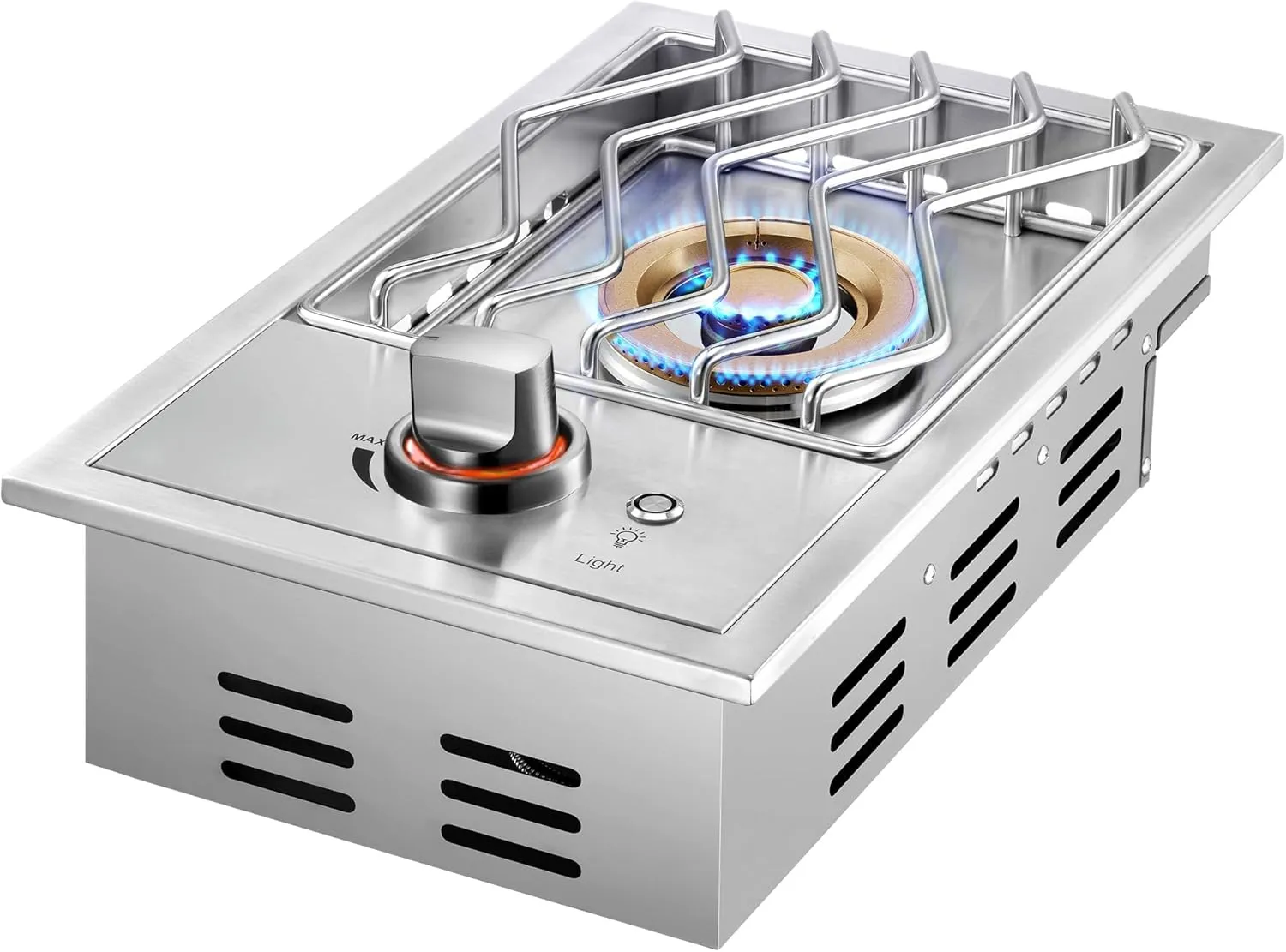 Single Grilling Side Burners for Outdoor Grill, 17,500BTU Natural Gas Side Burner with Liquid Propane Kit, Sturdy 304 Stainless Steel, Drop-in Side Burner for Outdoor Kitchen BBQ Island