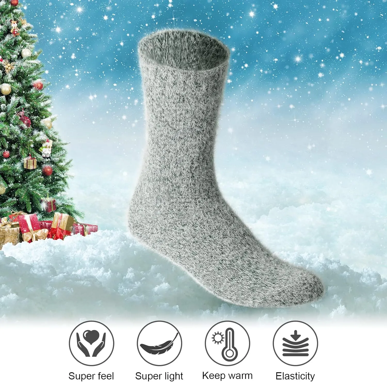 SISOSOCK 5 Pairs Fuzzy Cozy Warm Socks for Women Winter Wool Thick Casual Home Sleeping Soft Comfy Socks Gifts for Women