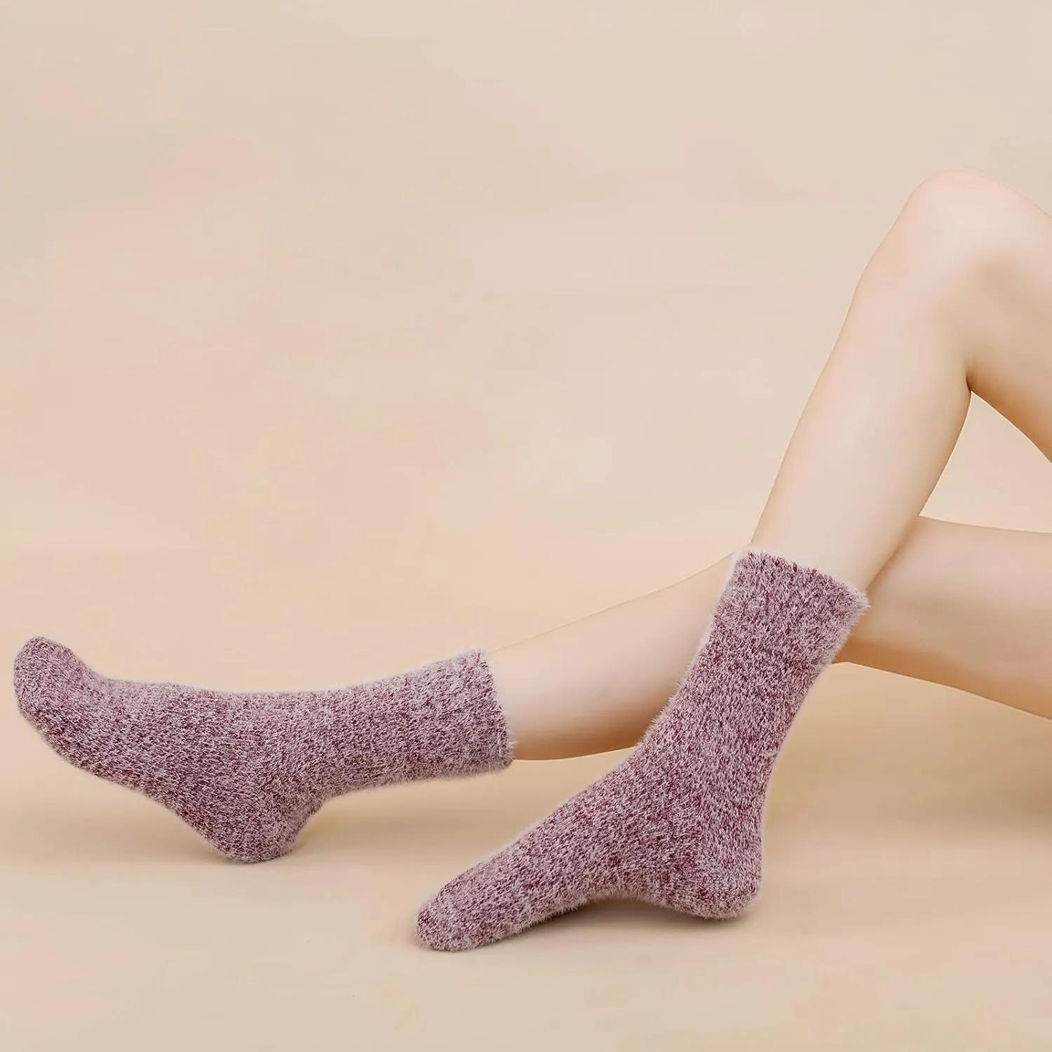 SISOSOCK 5 Pairs Fuzzy Cozy Warm Socks for Women Winter Wool Thick Casual Home Sleeping Soft Comfy Socks Gifts for Women