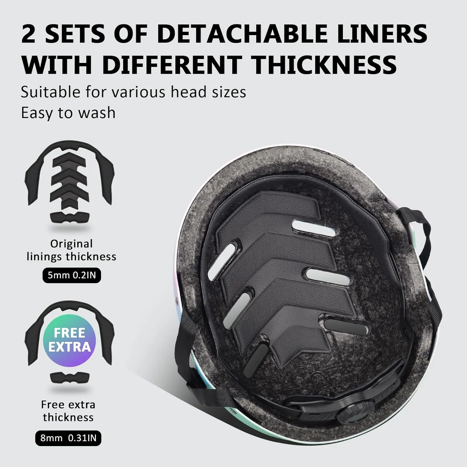 Skateboard Bike Helmet for Adults Women Men Youth Kids (2-3-5-8-14  Years Boys Girls) - Lightweight Multi-Sport Adjustable Helmets for Bicycle Skateboard Scooter Skate Cycling