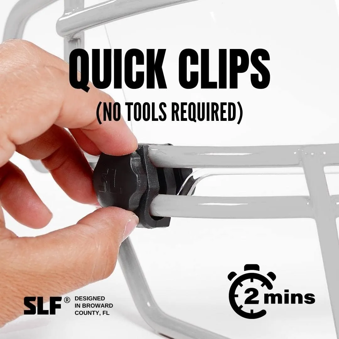 SLEEFS Football Helmet Visor - Tinted Professional Football Visor/Shield - Fits Youth & Adult Helmets - Includes Quick Visor Clips   Microfiber Travel Bag