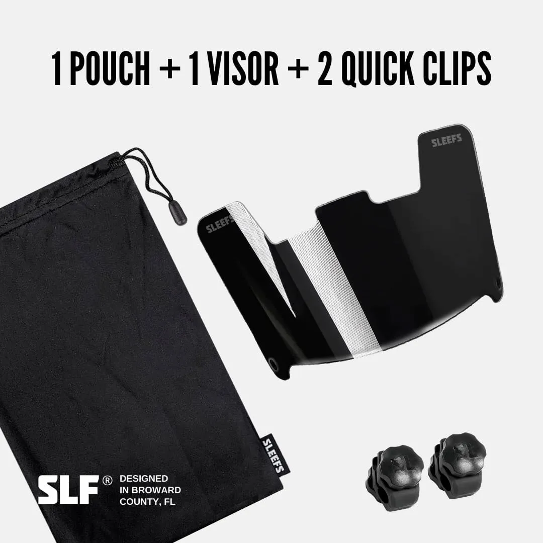 SLEEFS Football Helmet Visor - Tinted Professional Football Visor/Shield - Fits Youth & Adult Helmets - Includes Quick Visor Clips   Microfiber Travel Bag