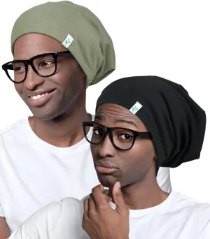 Sleep Cap-2Pcs Designed for Men with Natural Curly Wave Hair Satin Lined,Gifts for Boyfriend,Husband & Dad,