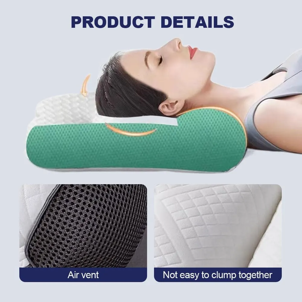 Sleep Enhancing Cervical Support Comfort Goose Down Pillow, 2025 Upgraded Ergonomic Sleep Enhancing Cervical Support Pillow, Premium Cervical Neck Pillow for Sleeping (Green, Medium)