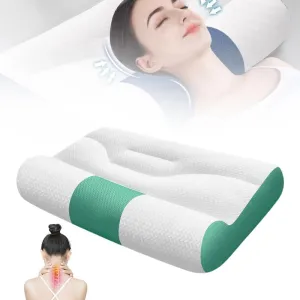 Sleep Enhancing Cervical Support Comfort Goose Down Pillow, 2025 Upgraded Ergonomic Sleep Enhancing Cervical Support Pillow, Premium Cervical Neck Pillow for Sleeping (Green, Medium)