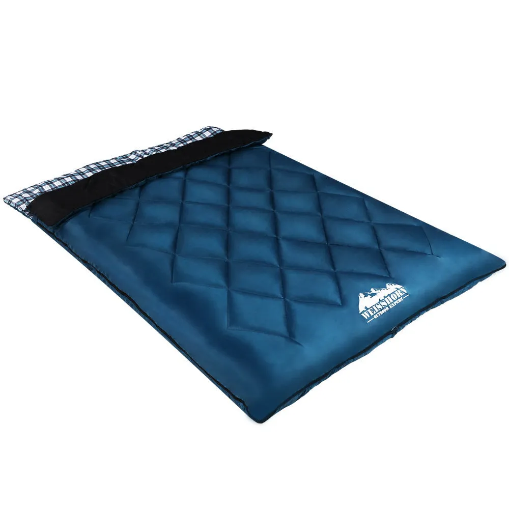Sleeping Bag Double Pillow Thermal Camping Hiking Tent Blue -10&Deg;C
