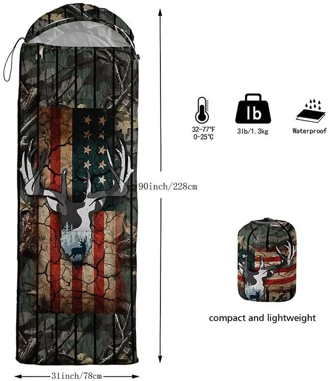 Sleeping Bag for Kids Adults,Brown Giraffe Fur Pattern-Lightweight Warm Portable Outdoor Indoor-Waterproof Cold Weather Resistant Sleeping Bag for Camping Hiking
