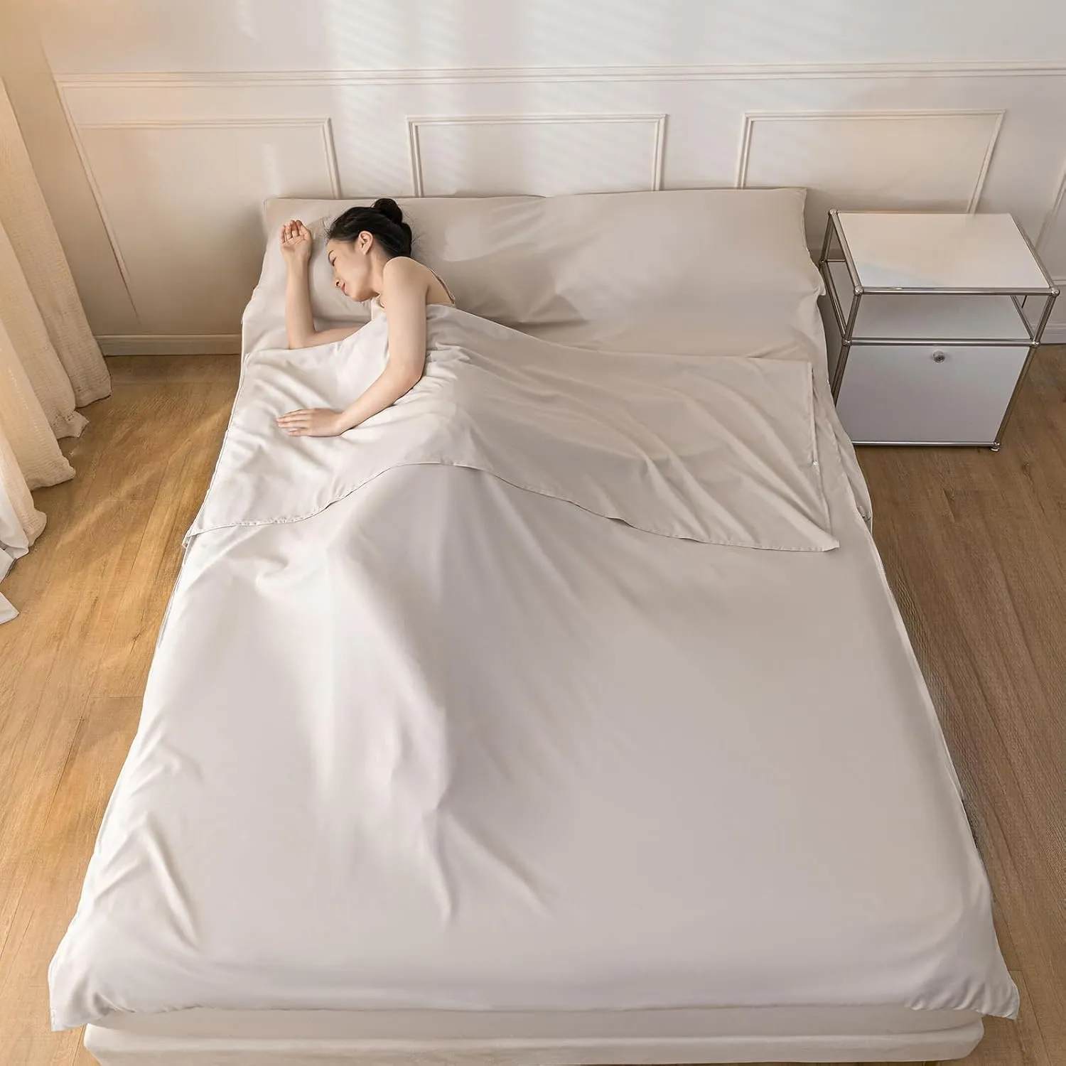 Sleeping Bag Liner Ultralight Sleep Sack Travel Washed Cotton Sheets for Hotel Bags for Adults Liners, Lightweight Single & Double Camping Sleeping Inner Hostel Fresh Back Hiking Bed