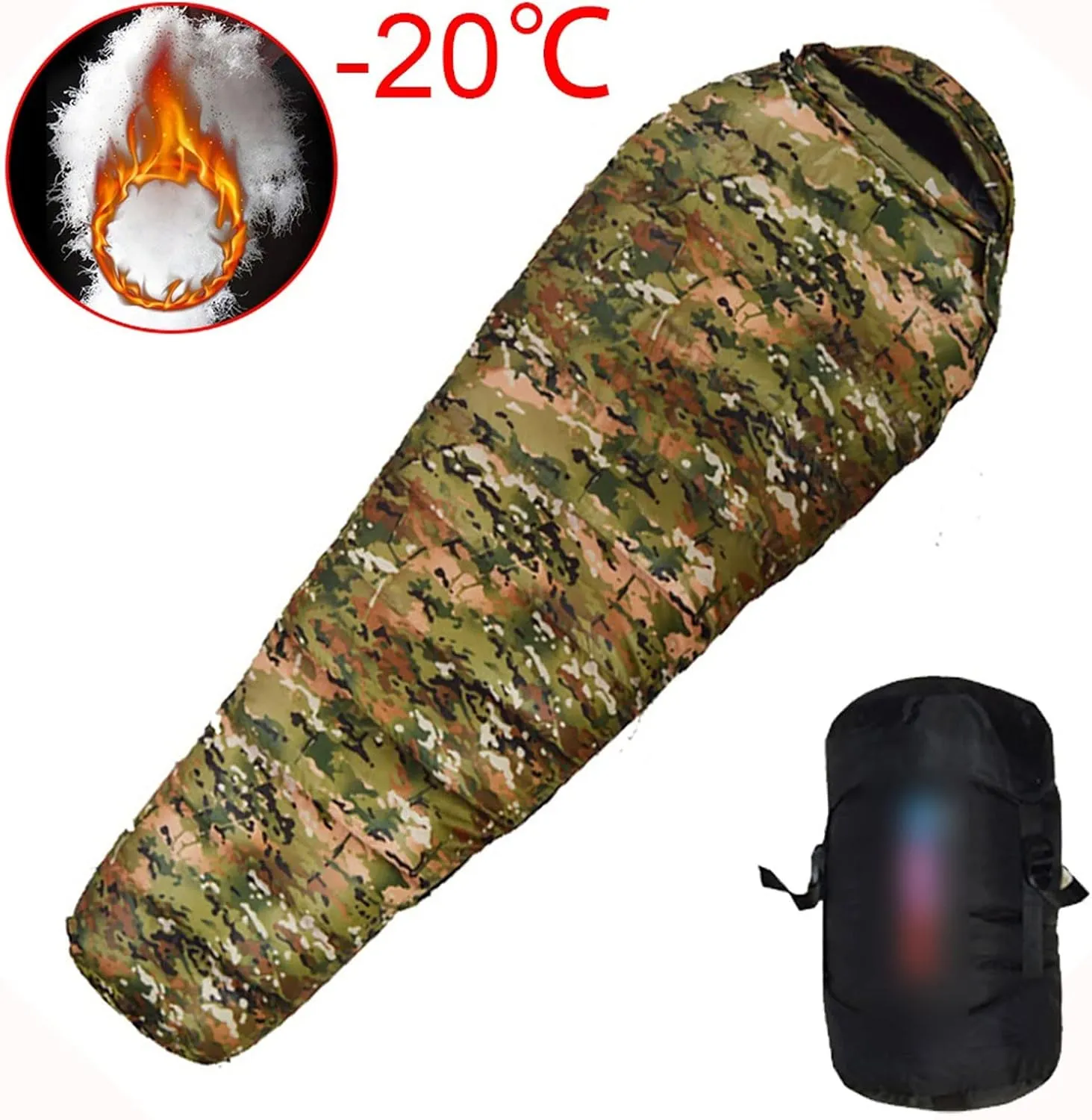Sleeping Bag Very Warm White Down Filled Adult Mummy Style Sleeping Bag Fit for Winter Kinds of Thickness Travel Camping
