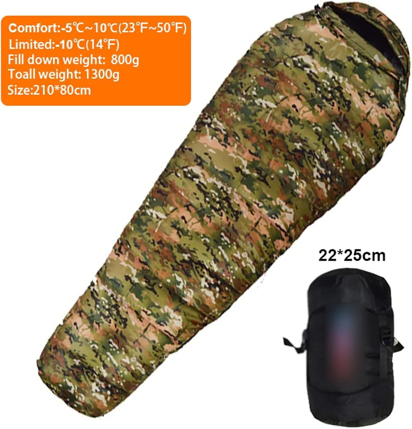 Sleeping Bag Very Warm White Down Filled Adult Mummy Style Sleeping Bag Fit for Winter Kinds of Thickness Travel Camping