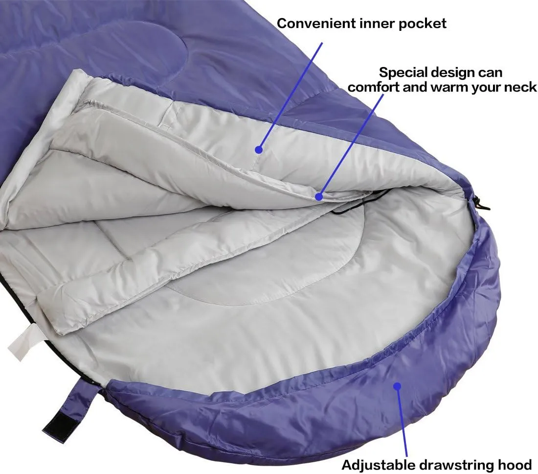 Sleeping Bag,3-4 Seasons Warm Cold Weather Lightweight, Portable, Waterproof Sleeping Bag with Compression Sack for Adults & Kids - Indoor & Outdoor: Camping, Backpacking, Hiking