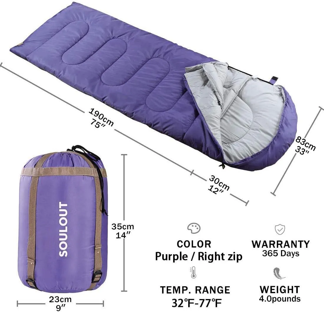 Sleeping Bag,3-4 Seasons Warm Cold Weather Lightweight, Portable, Waterproof Sleeping Bag with Compression Sack for Adults & Kids - Indoor & Outdoor: Camping, Backpacking, Hiking