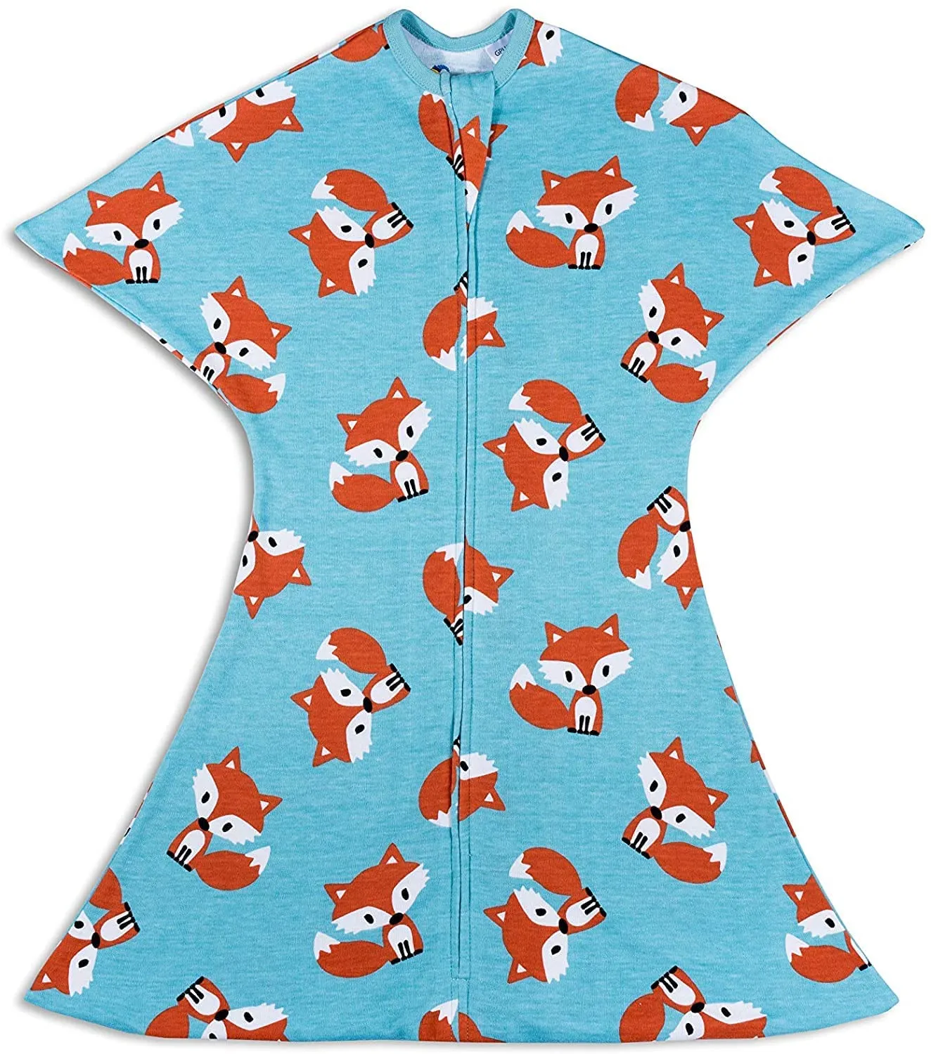 SleepingBaby Zipadee-Zip Transition Swaddle - Cozy Baby Swaddle Blanket with Zipper Convenience - Roomy Wearable Blanket for Easy Diaper Changes - Friendly Fox, Small (4-8 Month)