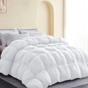 SNOWMAN Premium Down Comforter King Size, Luxurious All Season Duvet Insert with Cotton Blended Fabric, 44oz Fill Weight Pinch Pleat Design Hotel Bedding Comforter (White,106"x90")