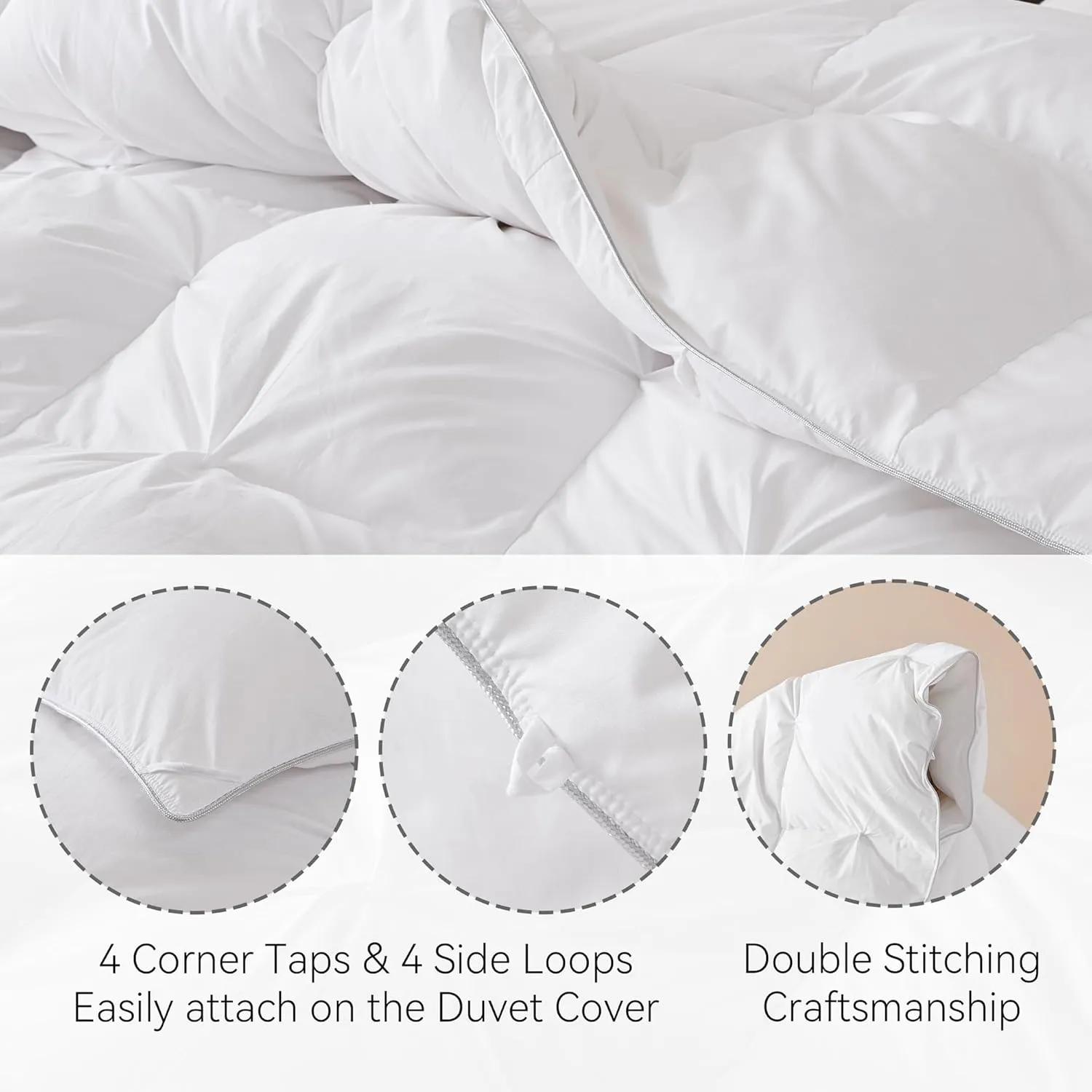 SNOWMAN Premium Down Comforter King Size, Luxurious All Season Duvet Insert with Cotton Blended Fabric, 44oz Fill Weight Pinch Pleat Design Hotel Bedding Comforter (White,106"x90")