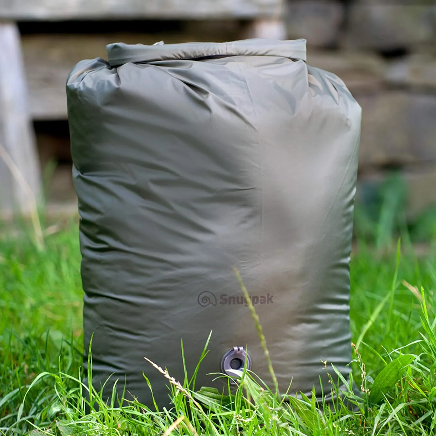 Snugpak Dri-Sak with Air Valve, Waterproof Storage Bag with Roll and Clip Seal, 20 Liter, Olive