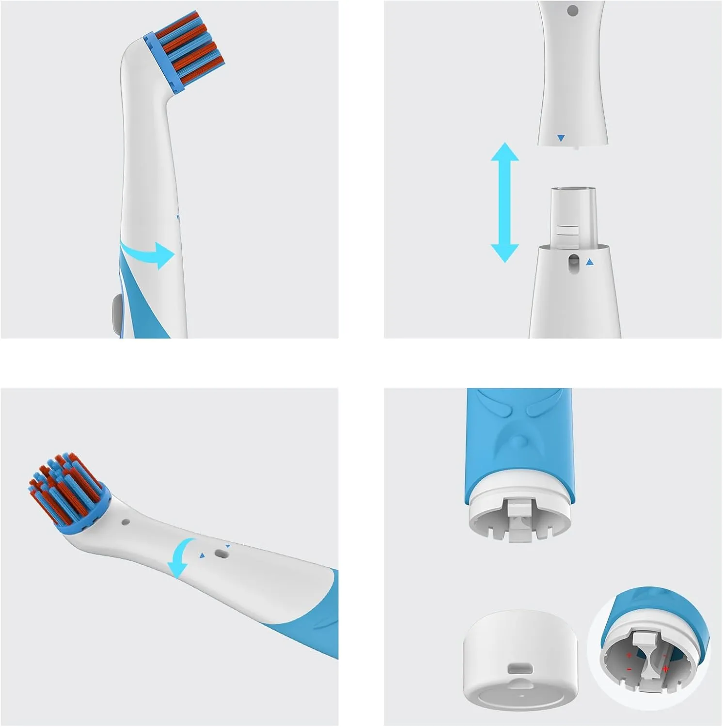SOARING Electric Cleaning Brush, Electric Grout Brush with 4 in 1 Multiple Brush Heads, Household Cordless Motorized Brush for Grout Corner Bathroom Toilet Kitchen Tile Crevice(Blue)