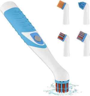 SOARING Electric Cleaning Brush, Electric Grout Brush with 4 in 1 Multiple Brush Heads, Household Cordless Motorized Brush for Grout Corner Bathroom Toilet Kitchen Tile Crevice(Blue)