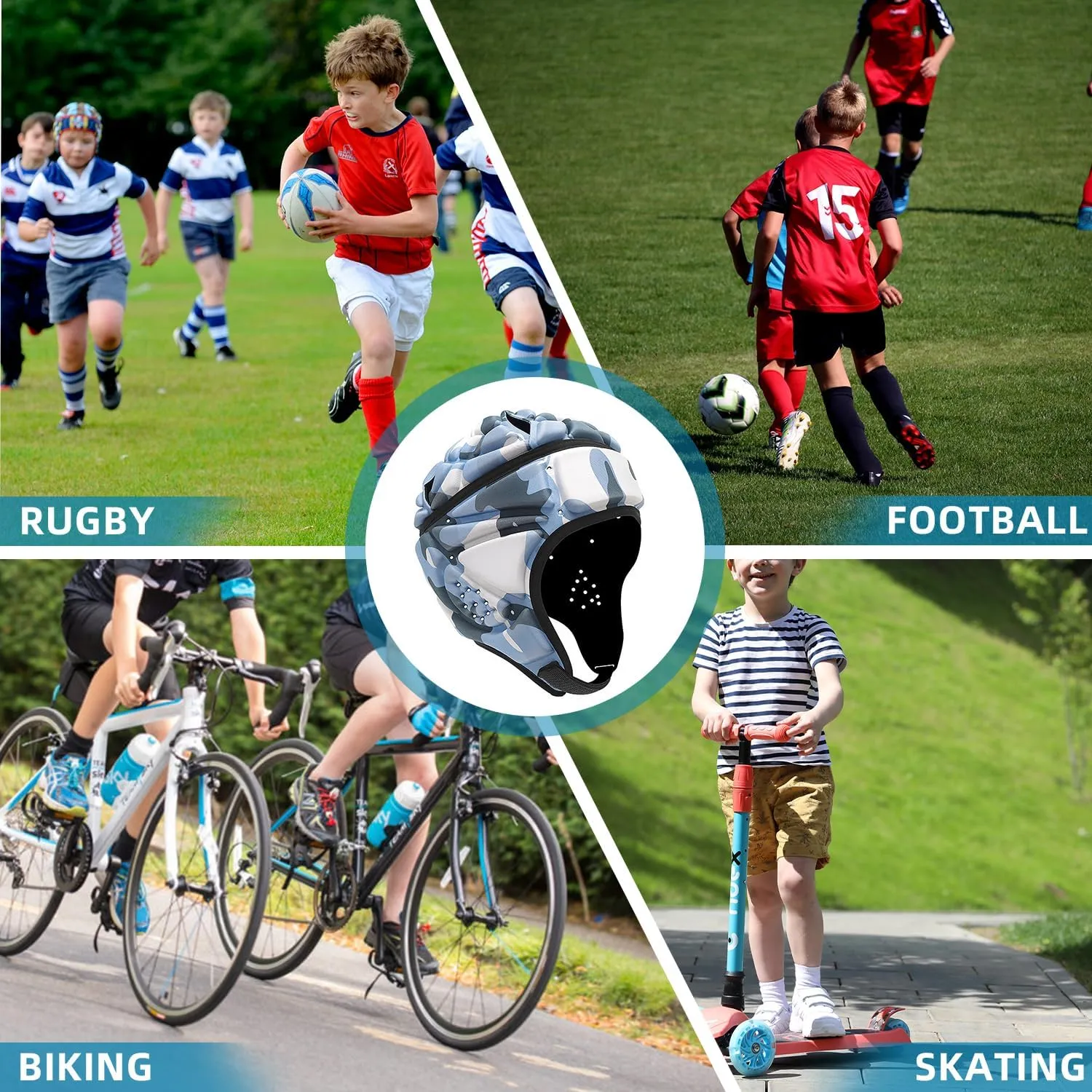 Soft Flag Football Helmet 7v7 Rugby Padded Headguards Protective Gear for Youth Kids