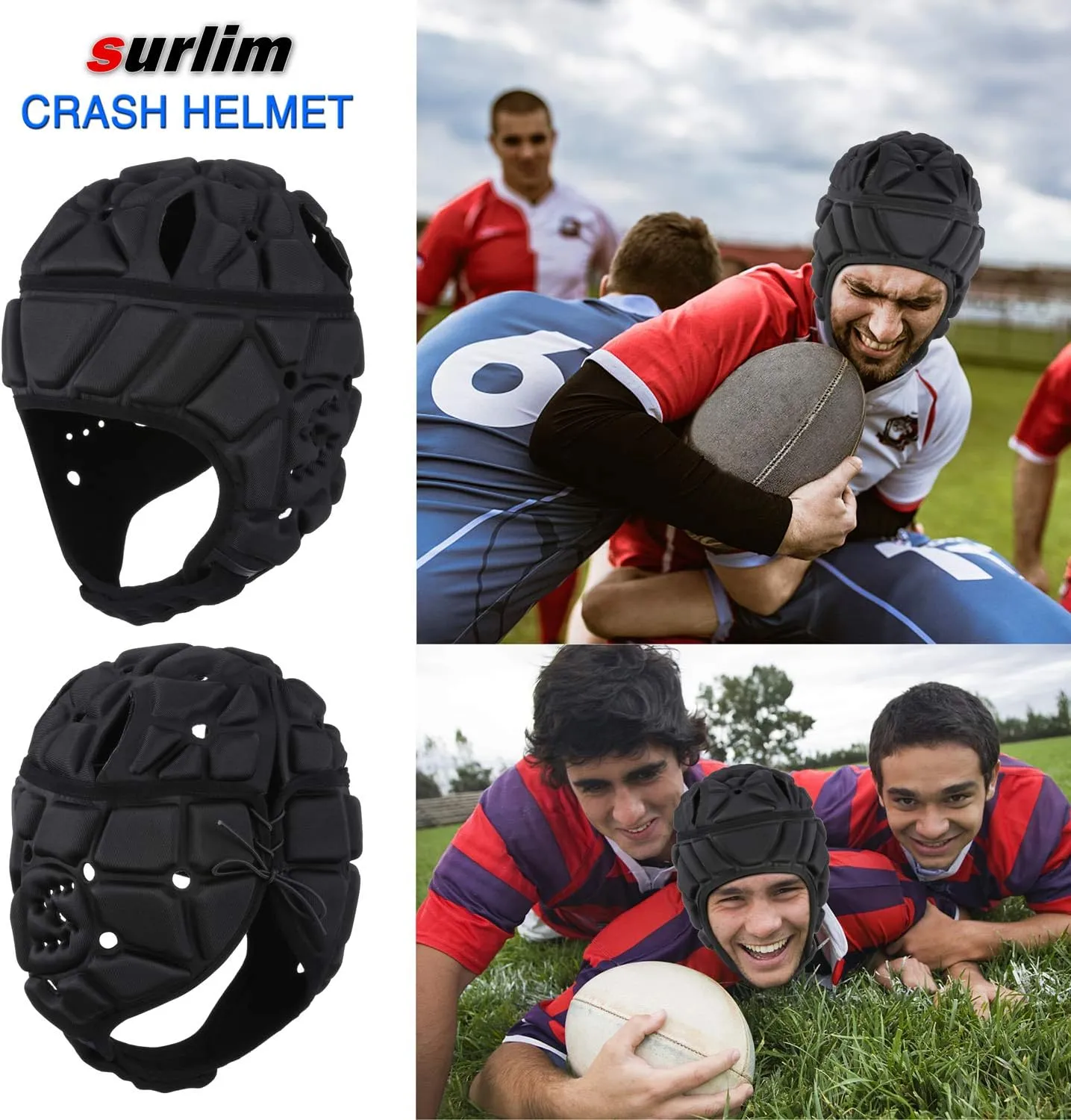 Soft Helmet Flag Football Rugby Scrum Cap Soft Shell Soccer Headgear for Youth Adults