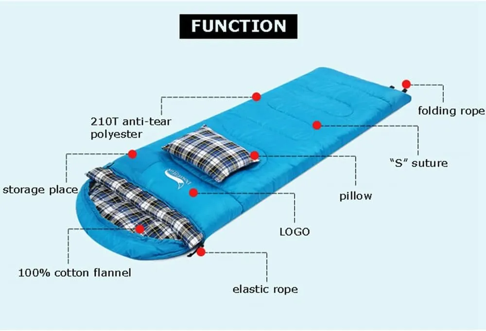 Soft Sleeping Bags with Pillow for Adult Winter Sleeping Bag Warm Lining Hiking Camping Bags with Sack