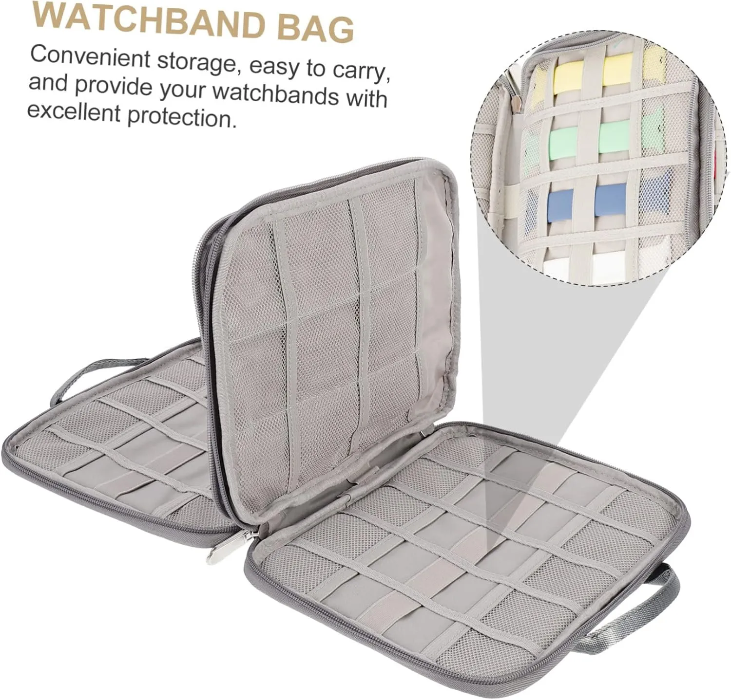 SOIMISS 1pc Portable Watch Band Storage Pouch Dual-layer Carrying Case for Watch Straps Cables and Accessories Travel Organizer for Chargers