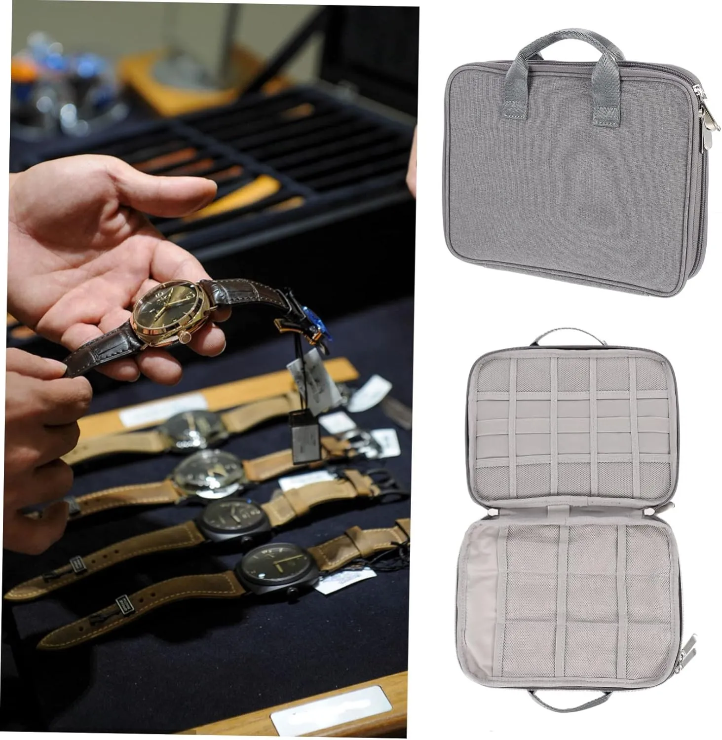 SOIMISS 1pc Portable Watch Band Storage Pouch Dual-layer Carrying Case for Watch Straps Cables and Accessories Travel Organizer for Chargers
