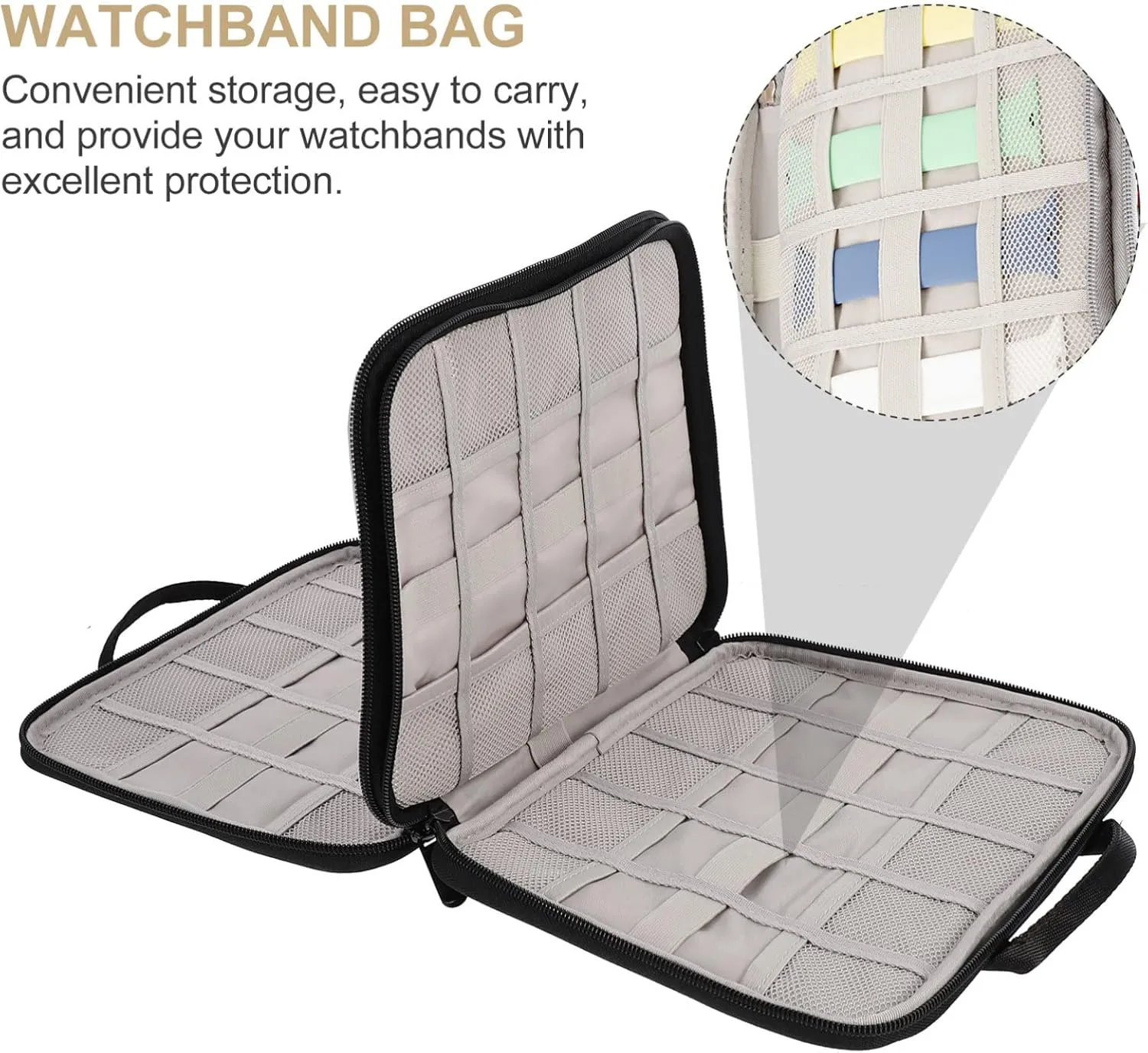SOIMISS 1pc Watch Band Organizer Pouch Portable Double Layer Storage Bag for Watch Straps Data Cable Earphones