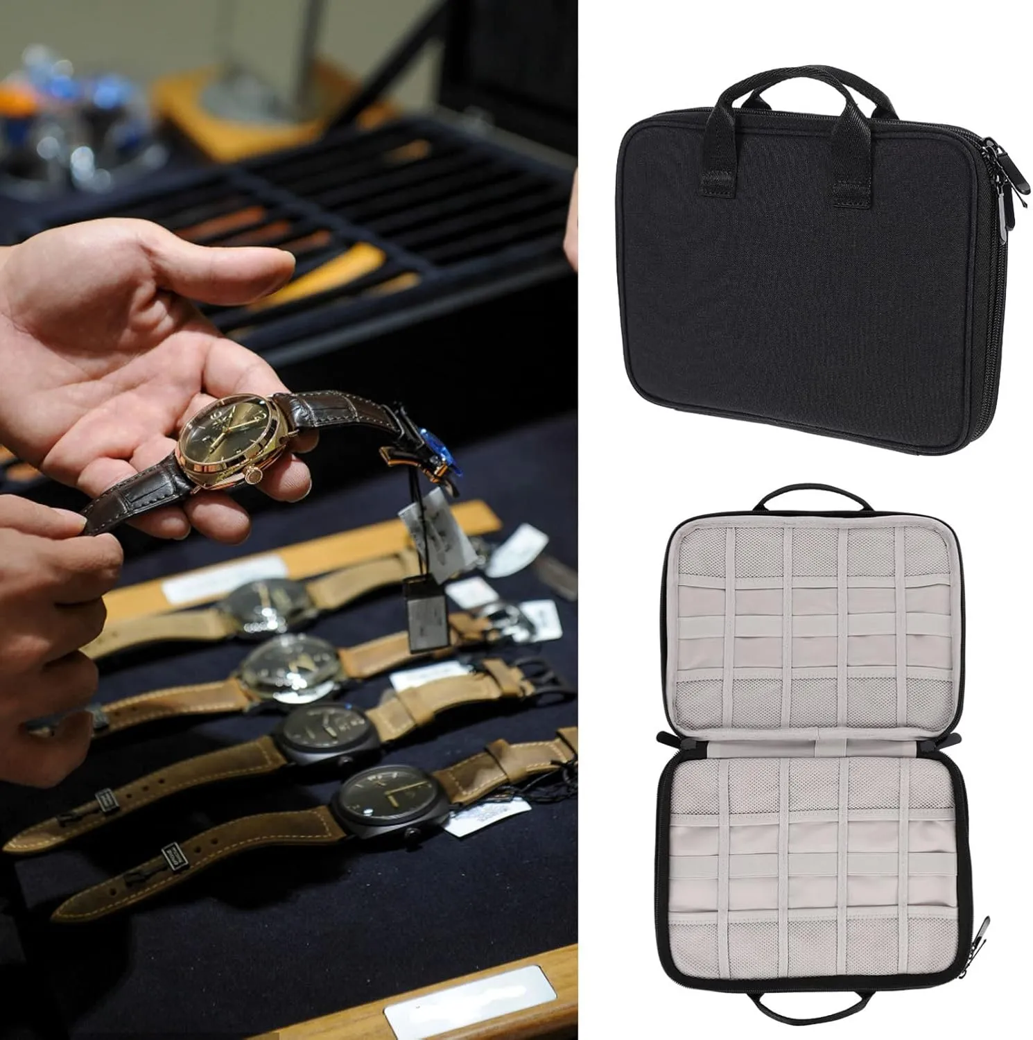 SOIMISS 1pc Watch Band Organizer Pouch Portable Double Layer Storage Bag for Watch Straps Data Cable Earphones