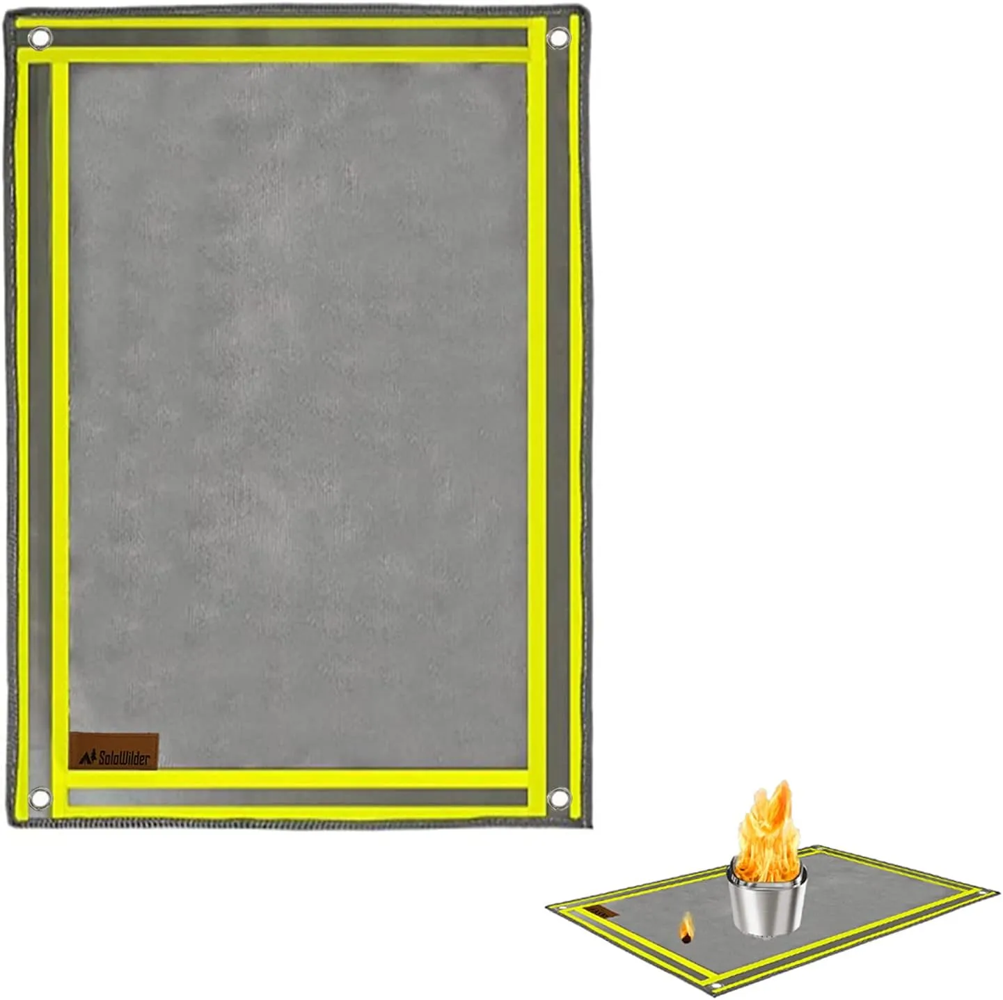 SoloWilder Wood Stove Mat 32" x 20" Fire Pit Grill Mat for Tent Stove Deck Patio Grass Lawn Campsite Insulation Protection