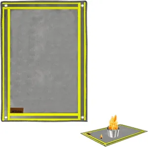 SoloWilder Wood Stove Mat 32" x 20" Fire Pit Grill Mat for Tent Stove Deck Patio Grass Lawn Campsite Insulation Protection