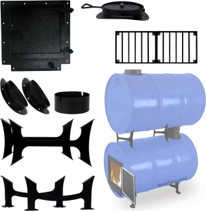 Sonret- Barrel Wood Stove Kit with Double & Burn Barrel Grate – Perfect for Wood Stove Kit for 55 Gallon Drum - Burning Door for Heating