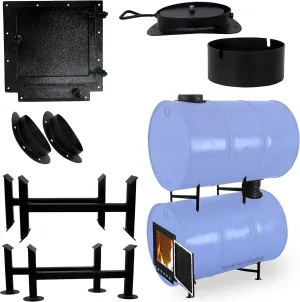 Sonret- Barrel Wood Stove Kit with Double Barrel Stoves Kit – Perfect for 55 Gallon Drum - Burning, Door - Fire Wood Camp for Heating & Cooking