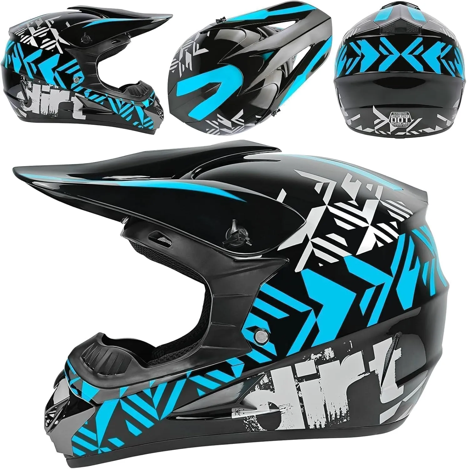 SPARK DOT Motocross Dirt Bike Helmets Full Face Motorcycle Off-Road Mountain E-Bike BMX MX ATV Helmet (with Gloves Goggles Mask) 4Pcs Set